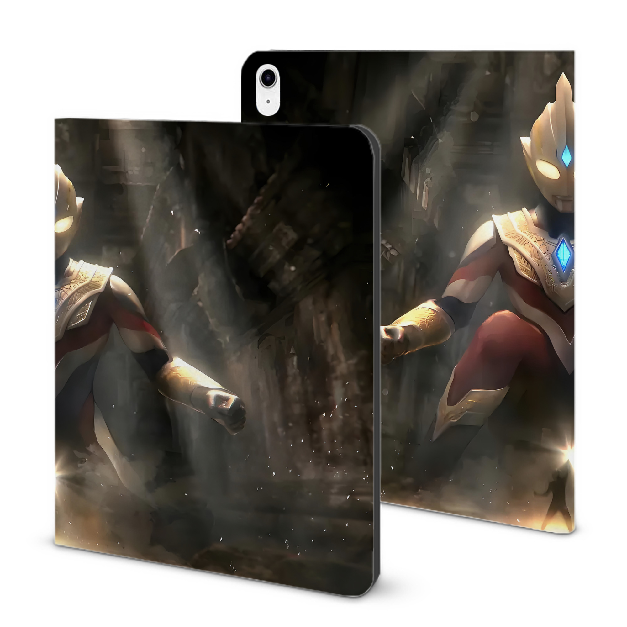 （画像用） ウルトラマン Ultraman IPad ケース ブック型 PUレザー TPU 耐衝撃 軽量 薄型 ペン収納なし 全面保護 IPad 各モデル対応